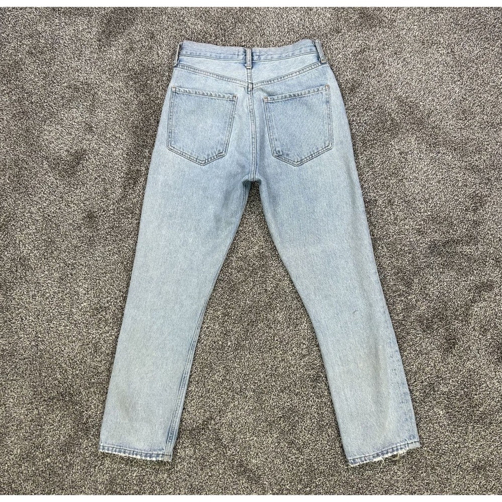 Agolde Womens 25 Riley High Rise Straight Leg Fit Jeans Light Blue Denim Casual - Picture 2 of 13